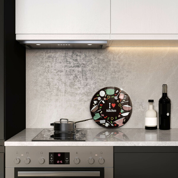 Deska kuchenna szklana Ilustracja I love kitchen