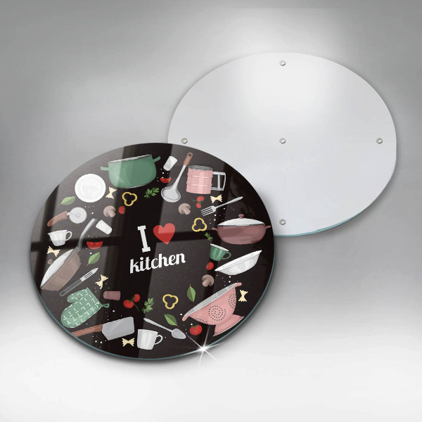 Deska kuchenna szklana Ilustracja I love kitchen