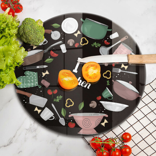 Deska kuchenna szklana Ilustracja I love kitchen