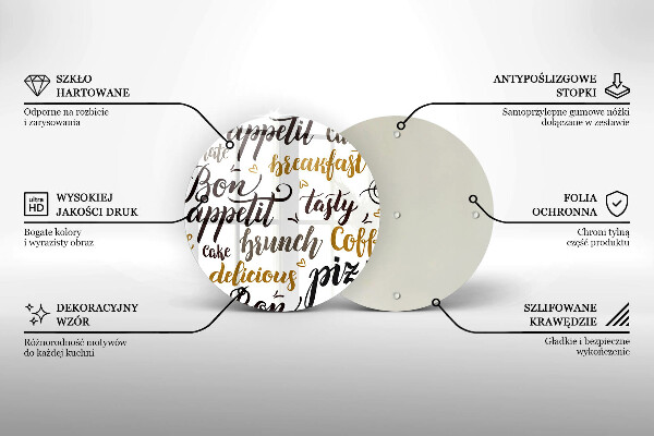 Deska kuchenna szklana Napisy Bon appetit
