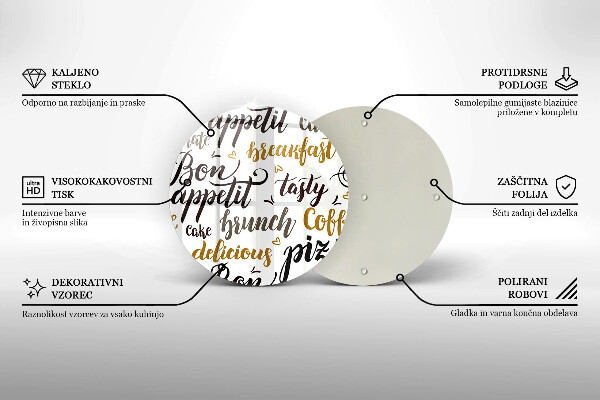 Deska kuchenna szklana Napisy Bon appetit