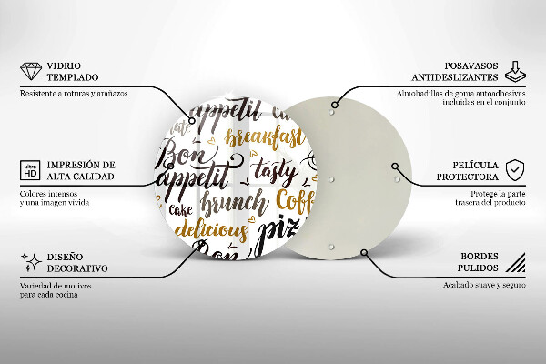 Deska kuchenna szklana Napisy Bon appetit