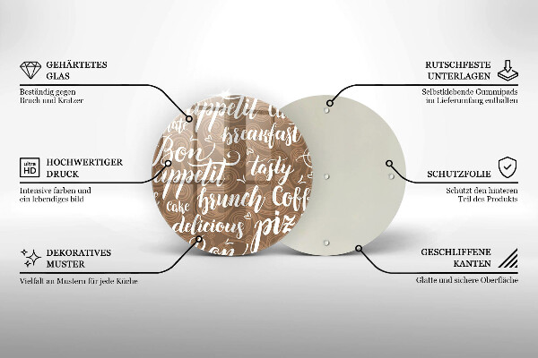 Deska kuchenna szklana Napisy Bon appetit