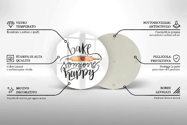 Deska kuchenna szklana Bake someone happy