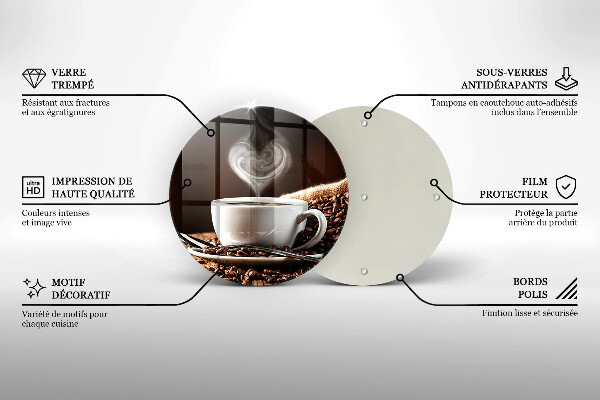 Deska kuchenna szklana Kawa i filiżanka
