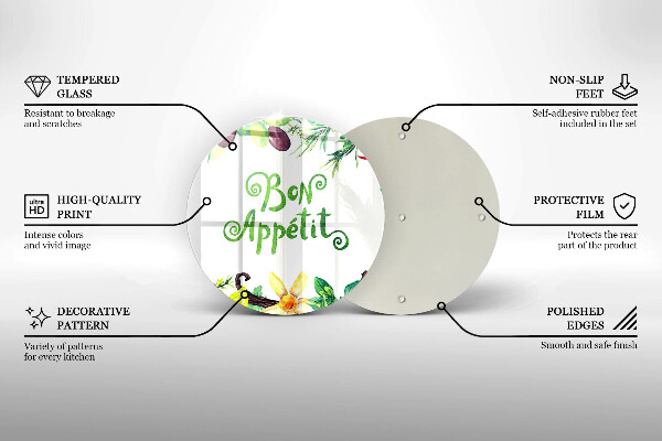 Deska kuchenna szklana Napis Bon Appetit