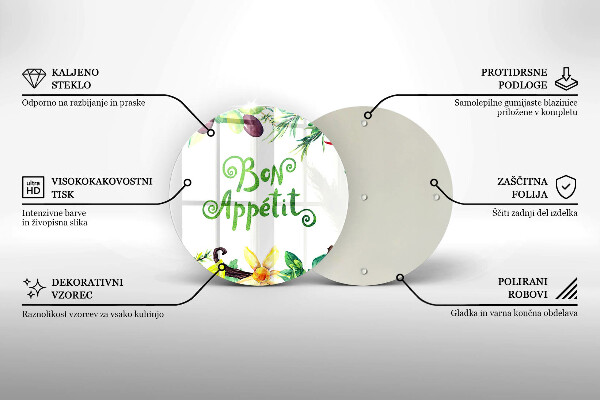 Deska kuchenna szklana Napis Bon Appetit