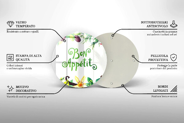 Deska kuchenna szklana Napis Bon Appetit