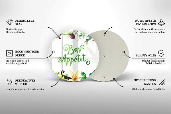 Deska kuchenna szklana Napis Bon Appetit