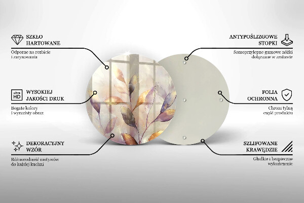 Deska kuchenna szklana Malowane boho liście