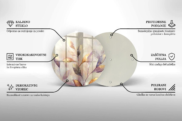 Deska kuchenna szklana Malowane boho liście