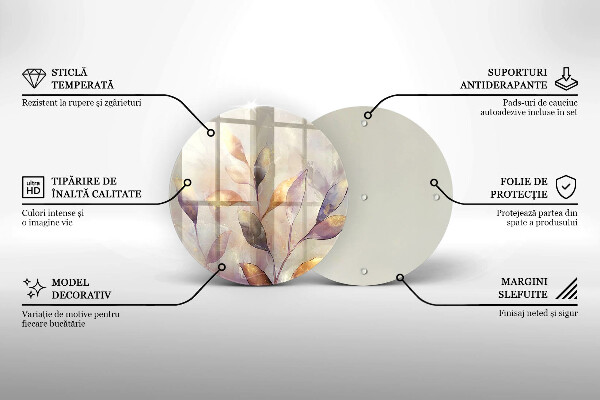 Deska kuchenna szklana Malowane boho liście
