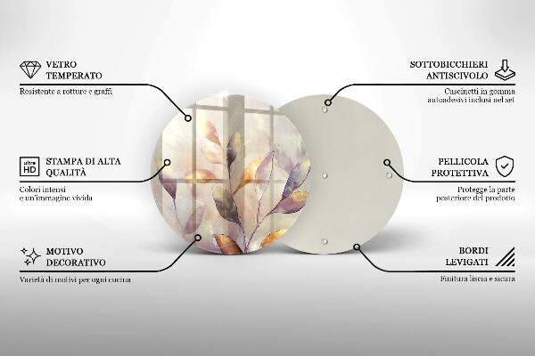 Deska kuchenna szklana Malowane boho liście