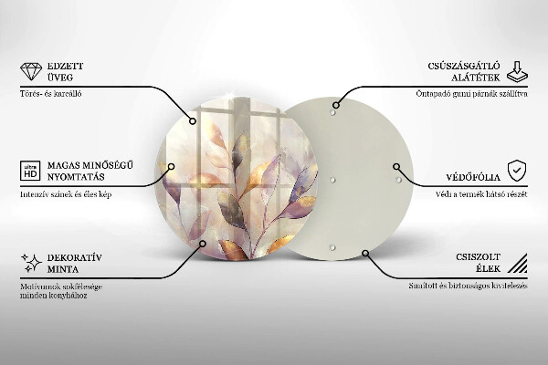 Deska kuchenna szklana Malowane boho liście