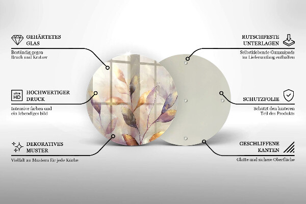 Deska kuchenna szklana Malowane boho liście