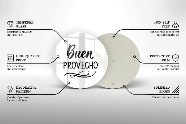 Deska kuchenna szklana Napis Buen provecho