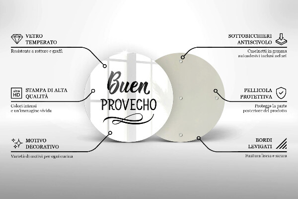 Deska kuchenna szklana Napis Buen provecho