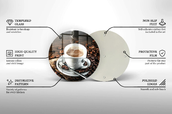 Deska kuchenna szklana Filiżanka i ziarna kawy
