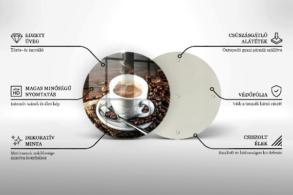Deska kuchenna szklana Filiżanka i ziarna kawy