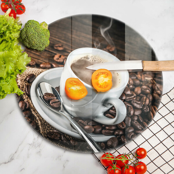 Deska kuchenna szklana Filiżanka i ziarna kawy