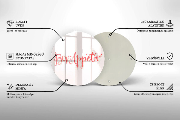 Deska kuchenna szklana Kuchenny napis Bon Appetit