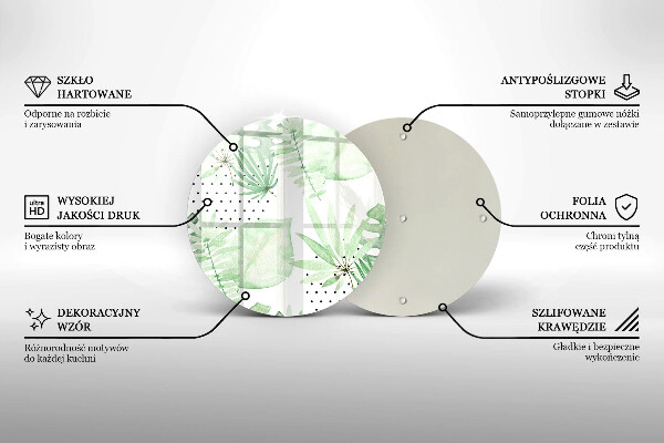 Deska kuchenna szklana Akwarelowe liście