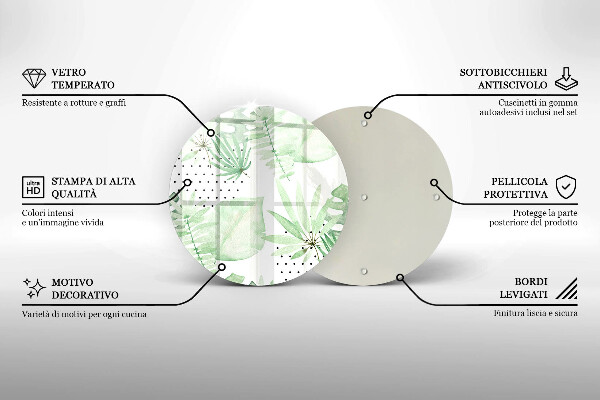 Deska kuchenna szklana Akwarelowe liście