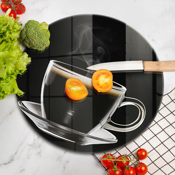 Deska kuchenna szklana Szklanka gorącej kawy