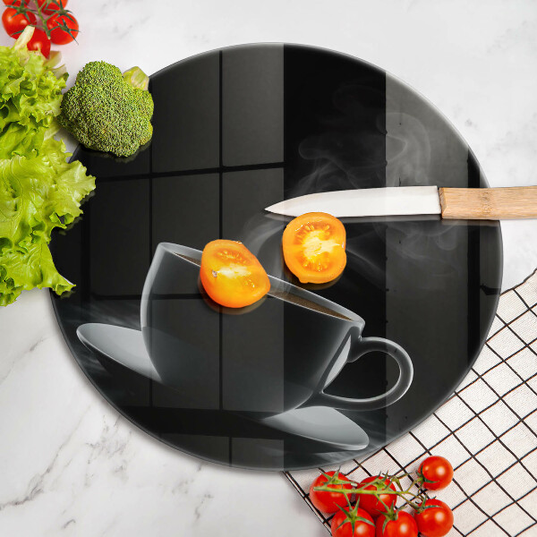 Deska kuchenna szklana Gorąca filiżanka kawy