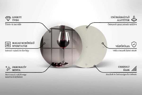 Deska kuchenna szklana Kieliszek i winogrona
