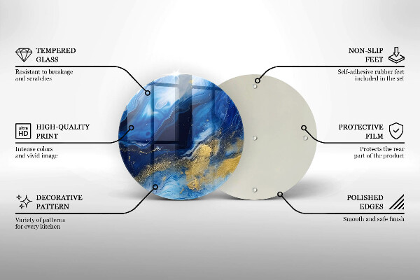 Deska kuchenna szklana Niebieski marmur i złoto