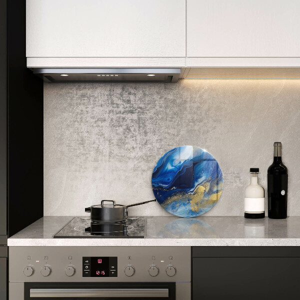 Deska kuchenna szklana Niebieski marmur i złoto