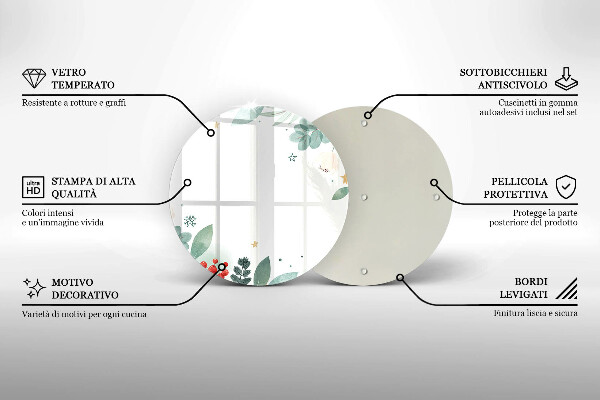 Deska kuchenna szklana Akwarele liście