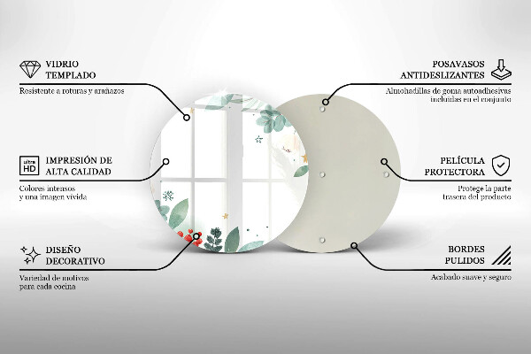 Deska kuchenna szklana Akwarele liście