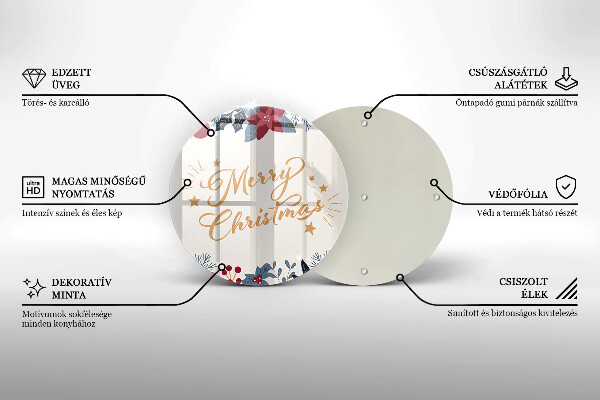 Deska kuchenna szklana Napis Merry Christmas