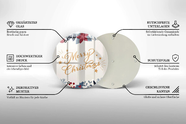 Deska kuchenna szklana Napis Merry Christmas