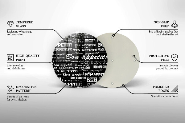 Deska kuchenna szklana Kuchnia napisy Bon appetit