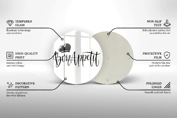 Deska kuchenna szklana Napis Bon Appetit