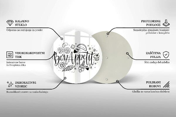 Deska kuchenna szklana Napis Bon Appetit