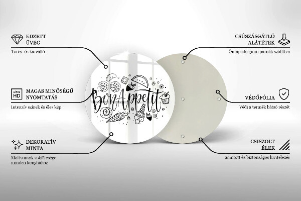 Deska kuchenna szklana Napis Bon Appetit