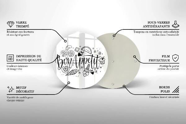 Deska kuchenna szklana Napis Bon Appetit