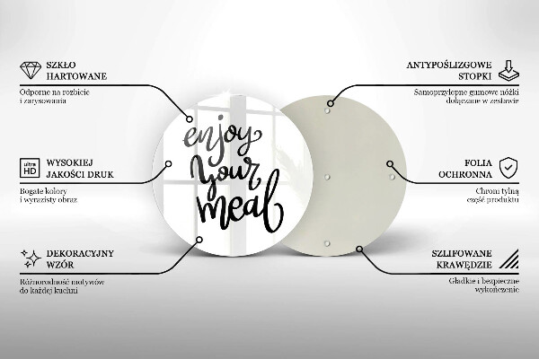 Szklana deska kuchenna Napis Enjoy yout meal