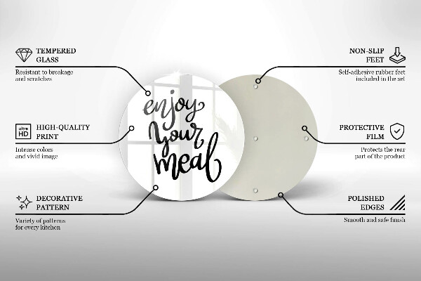 Szklana deska kuchenna Napis Enjoy yout meal