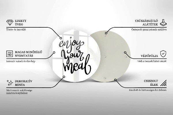 Szklana deska kuchenna Napis Enjoy yout meal