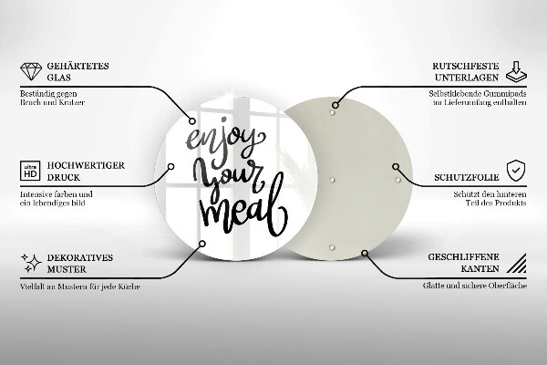 Szklana deska kuchenna Napis Enjoy yout meal