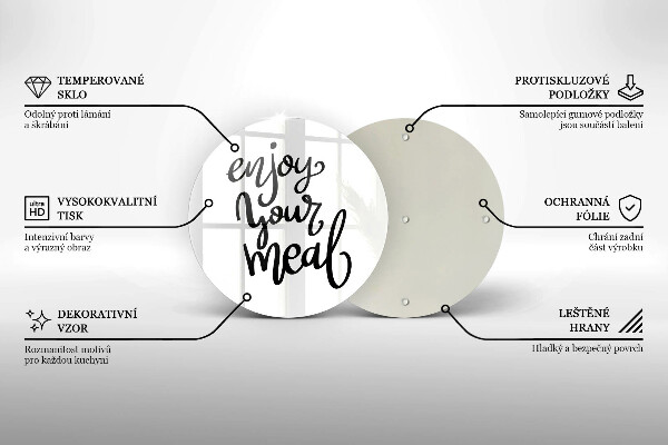 Szklana deska kuchenna Napis Enjoy yout meal