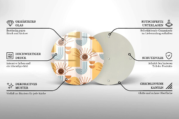 Deska kuchenna szklana Boho wzór oczy