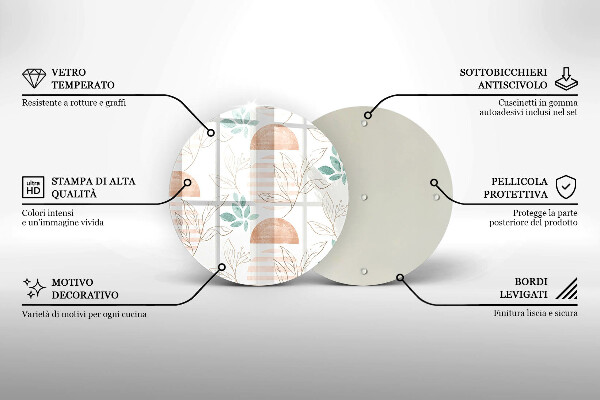 Deska kuchenna szklana Boho wzór liście