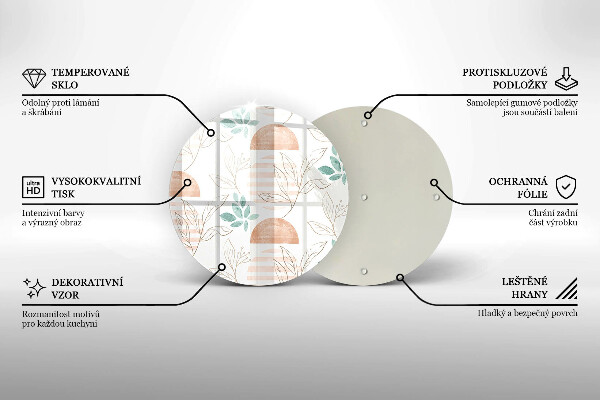 Deska kuchenna szklana Boho wzór liście