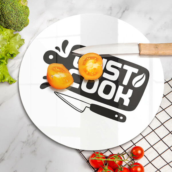 Deska kuchenna szklana Kuchenny napis Just cook